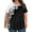 A-Black, variant on Women's Plus Size 3X Short Sleeve Ruffle Print Top Round Neck Blouse Under $10 Loose Fit Tunic Casual