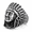 Silver, variant on Men’s Sculpted Face Statement Ring, Stainless Steel Raised Portrait Ring with Wide Feather Crown Profile for Daily Styling and a Gift for Him
