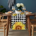thumbnail image 2 of Sunflowers Table Runner - 70 Inch Long, Kitchen Dining Table Runner Dresser Scarves, Black White Check Sunshine Buffalo Bee Farmhouse Decor for Coffee Tables Wedding Party Banquet, 2 of 8