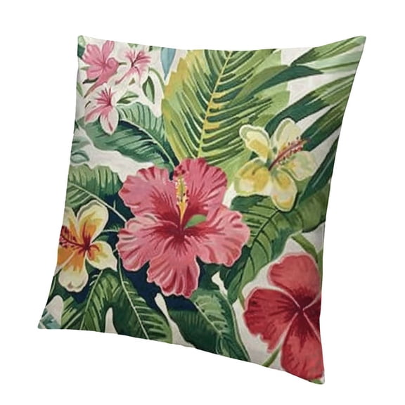 BANET Flower Throw Pillow Covers Tropical Leaves Home Decorative Cushion Covers Spring Farmhouse Decor Pillowcases for Patio Sofa Couch 12x12in