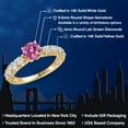 thumbnail image 2 of Gem Stone King 14K Two Tone Gold Pink Moissanite and Lab Grown Diamond Engagement Ring for Women | 1.88 Cttw | Round 6.5MM | Gemstone Birthstone | Size 7, 2 of 6