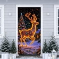 thumbnail image 6 of Christmas Door Curtain, Glow in the Dark Printed Door Cover with Santa and Reindeer Designs, Hanging Holiday Decoration with Cord, 70.9 by 35.4 Inches - Reindeer, 6 of 6