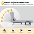 thumbnail image 5 of Yardi Yard Folding 6 Position Convertible Sleeper Bed Armchair Lounge Couch with Pillow-Light Gray, Vanity Chair for Bedroom Desk, 5 of 8