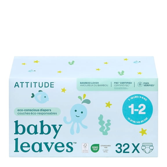 YANTONG Eco-Conscious Disposable Diapers, EWG Verified, Size 1/2 (7-17 lbs), Ultra Absorbent for Baby, Vegan & Plant-Based, 32 Count