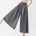 thumbnail image 6 of HAiming Womens Palazzo Pants Dressy Casual Wide Leg Elastic Waist Capris Open Bottom Pants with Pockets Solid Color, 6 of 7