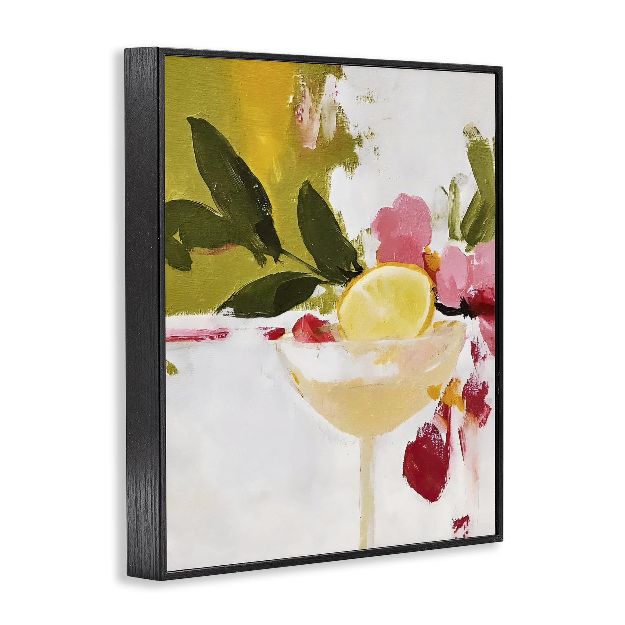 Stupell Industries Red & Pink with Lemons Black Framed Giclee Art, design by Riley B