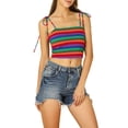 thumbnail image 2 of MODA NOVA Junior's Colorful Rainbow Striped Cami Tube Tops Multicolor Navy M, 2 of 5