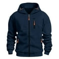 thumbnail image 5 of Momasggi Men's Zip Up Fleece Hoodie Drawstring Long Sleeve Sports Hooded Jacket Outdoor Hiking Sweatshirt with Zipper Pockets Navy 2XL, 5 of 5