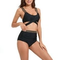 thumbnail image 2 of Lovzfmll Bikini for Women, Solid Color Tied Crop Top, High Waisted Two Piece Bathing Suit for Tummy Control at Beach, 2 of 6