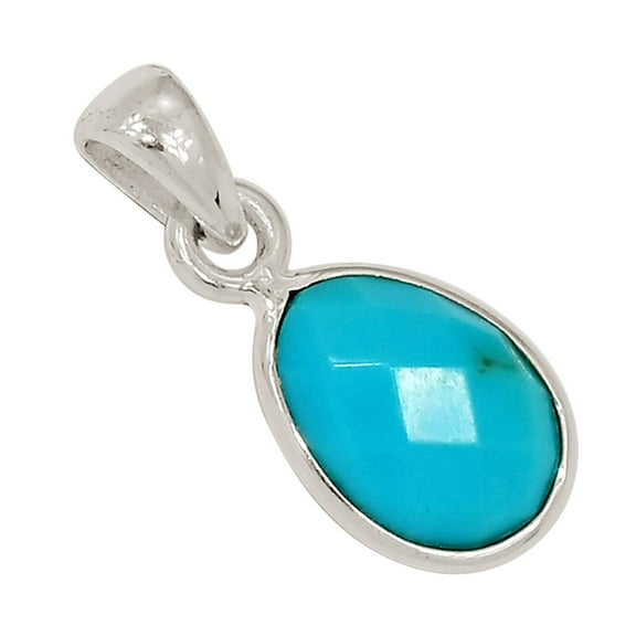Composite Faceted Mohave Blue Turquoise 925 Silver Pendant Jewelry ALLP-28497