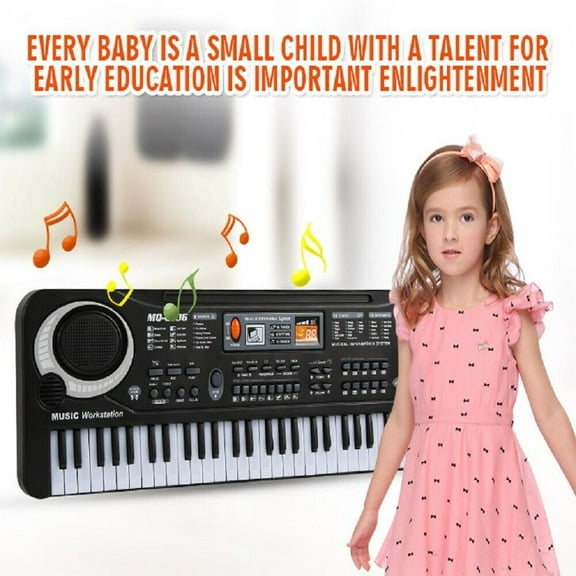 Piano for Kids with Microphone, Keyboard Piano for Beginners Electronic Keyboard 61 Keys with Dual Speakers LED Display for Boys Girls Ages 3-12