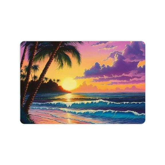 ZFLMY Sunset Beach Palm Trees Diatom Mud Bath Rug Home Theme 24x16in