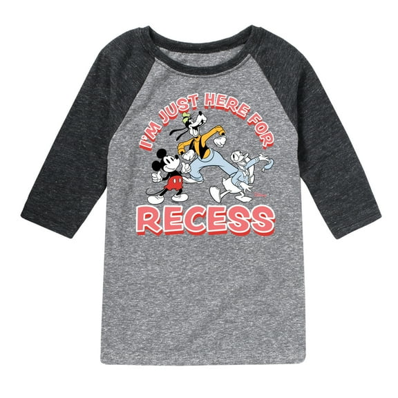 Disney - I'm Just Here For Recess - Toddler & Youth Raglan Graphic T-Shirt