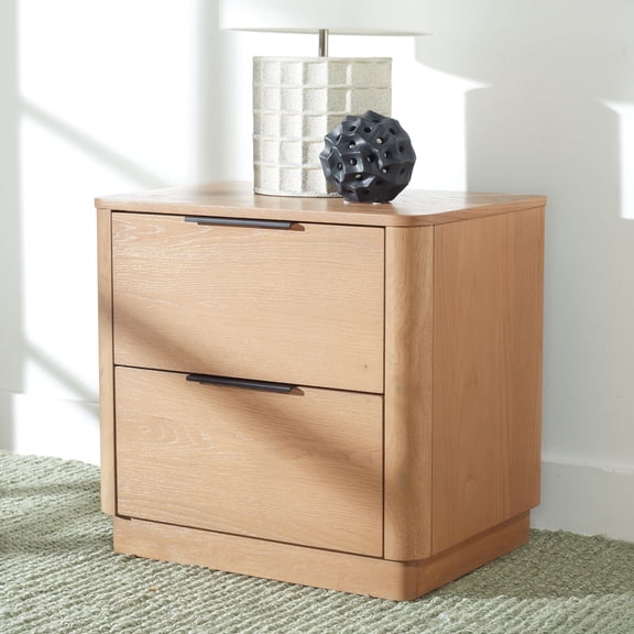 SAFAVIEH Couture Gabrietta Modern Nightstand with 2 Drawers, Natural