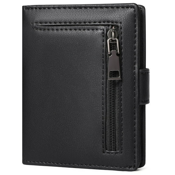 GAEKEAO Genuine Leather Wallet for Men Bifold Slim Men's Wallets with Zipper Change Pocket Card Holder RFID Blocking Purse