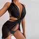 thumbnail image 2 of Traje de tres piezas Traje de baño sexy para mujer Ropa de playa Gasa Perspectiva Traje de baño dividido para mujer Fridja  nalpqowj56511, 2 of 8