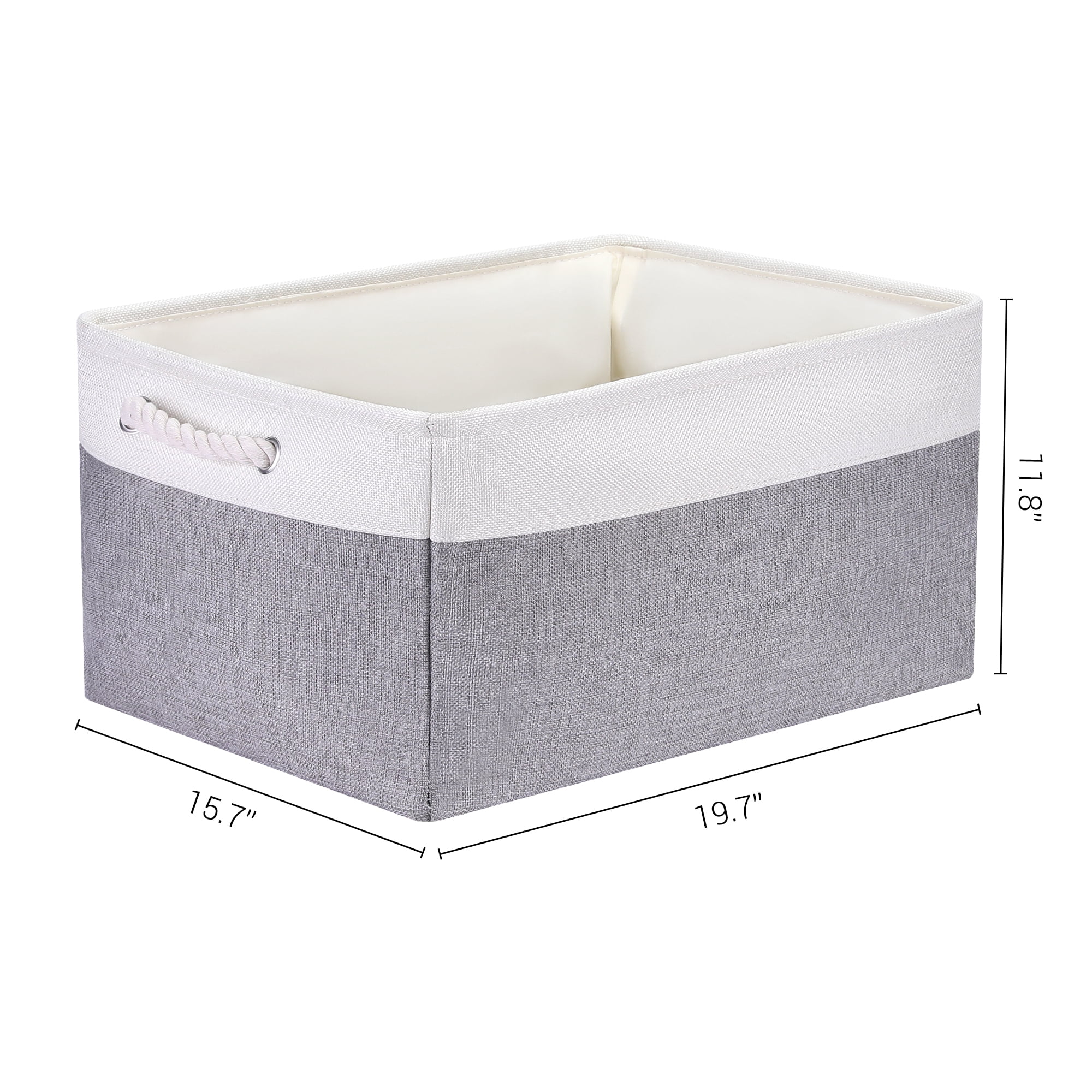 Unique Bargains Fabric Storage Cube Storage Bin Storage Basket Grey/White 19.7*15.7*12in