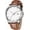 K7303S-Brown White-P, variant on Watches for Men, Minimalist Fashion Mens Leather Strap Watch, Classic Analog Quartz Watches with Date, Daily Dress Watch, Gifts for Men