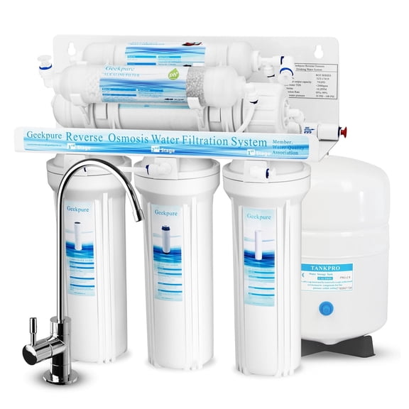 Geekpure 6-Stage Reverse Osmosis Water Filter System with Alkaline pH Remineralization Filter-75 GPD
