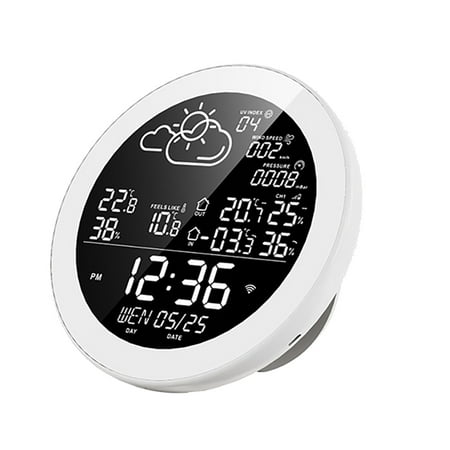 

Tuya Wifi Smart Weather Station with Clock Temperature & Humidity Meter Color Screen Weather Clock Temp Gauge-US Plug