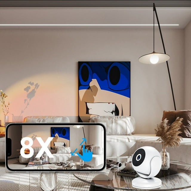 Cámara WiFi Inalámbrica de 1080p con Zoom Digital, Cámara con Detección e Inteligencia Artificial, Cámara IP de Vigilancia de Seguridad para Bebés con Visión