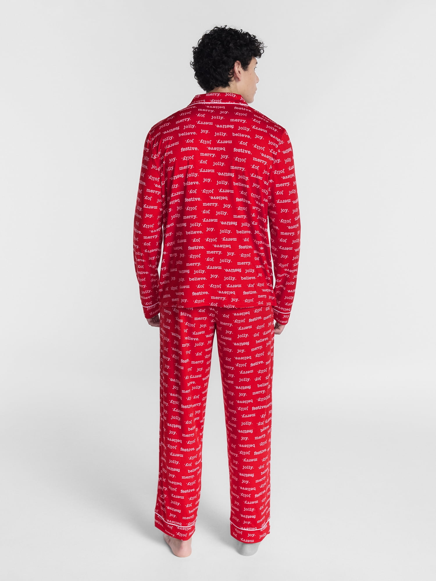 Holiday Time Matching Family Sleepwear Men's Notch Top and Pants Pajama Set, 2-Piece, Sizes S-3XL