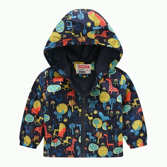 Hessimy Toddler Boys Girls Cartoon Print Zip Jacket Hooded Trench Lightweight Kids Coats Windbreaker Outdoor Cute Dust Coats Denim Jacket hoodie sweatshirt (Sky Blue,12-18 Months)
