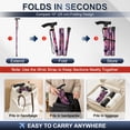 thumbnail image 5 of SupreGear Folding Walking Cane with T-Handle, Lightweight Adjustable Mobility Stick, 5 Height Settings,Purple Floral, 5 of 8