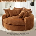 thumbnail image 4 of Oversized Chaise Lounge Chair Indoor, 60" Round Chenille Deep Seat Cloud Couch with Dual-Layer Cushion, Sleeper Boneless Couch Accent Chair for Living Room, Orange, 4 of 9