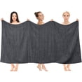 thumbnail image 3 of RIVERSIDE 2 Pack Oversized Bath Sheets 35x70 Soft Quick-Dry 600 GSM Ribbed Cotton Towels - Charcoal, 3 of 7