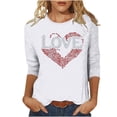thumbnail image 2 of SOOMLON Valentine's Day Outfits Women Girl Friend Valentines Gift Casual 3/4 Sleeve Scoop Neck Shirts Cute Heart Print Tshirts Trendy Festival Clothes 2025 White S, 2 of 4