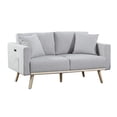 thumbnail image 3 of Mico 75 Inch Sofa,  Loveseat and Chair Set with Throw Pillows, Light Gray- Saltoro Sherpi, 3 of 5