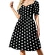 thumbnail image 4 of Vestido negro con lunares blancos, vestido de manga corta, vestidos de moda para mujer, vestido de noche de lujo para mujer, vestido de hada, 4 of 8