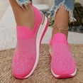 thumbnail image 2 of Oyedens Womens Rhinestones Walking Shoes Fashion Casual Knit Platform Wedge Slip On Loafers Work Shoes, 2 of 7