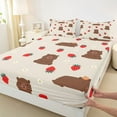 thumbnail image 3 of Castle Fairy Cute Animal Capybara 4pcs Bed Sheets for Teens Boys Girls,Kawaii Red Strawberry King Sheets,Chic Floral Flowers Super Cozy Sheet Set,Microfiber Bedroom Decor, 3 of 7
