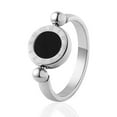 thumbnail image 2 of Titanium Steel Roman Numeral Ring Rotating One Side Black White Shell Woman Ring Korean Style Tourism Souvenir, 2 of 5
