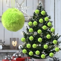 Nkmbld 12Pcs Christmas Ball Ornaments Set Lime Green Furry Christmas Ornaments for Tree Green Christmas Hanging Decorations, Green