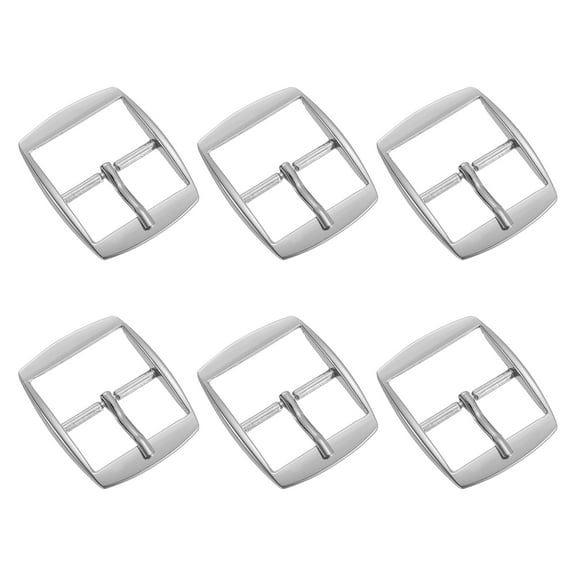 Uxcell Metal Roller Buckle, 6Pack 1.26" Single Prong Belt Buckle Square Center Bar Buckles for Leather Craft Accessories Belt, Silver