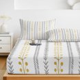 thumbnail image 6 of Queen Size Fitted Sheet Set - Modern Bohemia 3 Piece Bedding Sets 16" Deep Pocket Fitted Sheet with 2 Pillowcases, Spring Floral Leaves Lines Simple Rustic Brushed Microfiber Hotel Luxury Bed Sheets, 6 of 9