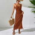 thumbnail image 2 of Women's Crochet Maxi Beach Cover-Up Dress - Spaghetti Strap Fringe Hem Suspender Resort Wear Summer 2025,Size XL, 2 of 5