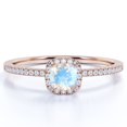 thumbnail image 1 of JeenMata Anillo de Bodas con Halo de Piedra Lunar Arcoíris Genuina y Moissanita de 1,75 Uds en Oro Rosa de 18 K sobre Plata, 1 of 6