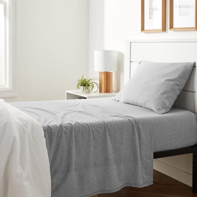 Cotton Jersey Piece Bed Sheet Set Queen Oatmeal Solid