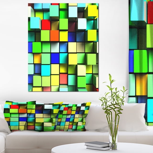 Colored 3D Cubes Wall Design - Abstract Canvas Art Print