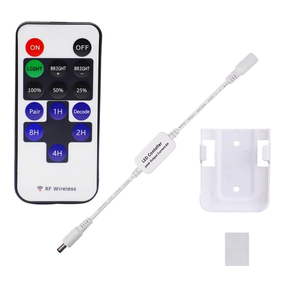 Mini Remote Control for Single Color LED Strip Lights - RF Dimmer for 12V DC LED Ribbon and Neon Signs, Wireless Remote for Dimmable 3528 and 5050 Under Cabinet Puck Lights (Single Color)