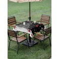 thumbnail image 3 of Outdoor Tablecloth with Umbrella Hole and Zipper, Black Christmas Tree Square Table Cloth 60x60 Inch Waterproof Tablecloth, Xmas Balls Pine Needles Snowflake Picnic Table Cover for Patio Camping, 3 of 7