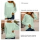 thumbnail image 5 of Blusa de gasa con mangas de linterna verde para oficina y hogar, blusa de cuello redondo y manga larga, talla S, 5 of 6