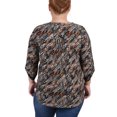 thumbnail image 3 of NY Collection Women's Plus Size 3/4 Sleeve Roll Tab Y Neck Top, 3 of 4