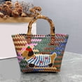 thumbnail image 2 of ROZYARD Unique Dachshund Themed Beach Bag with Practical Multicolor Weaving Handbag, 2 of 21