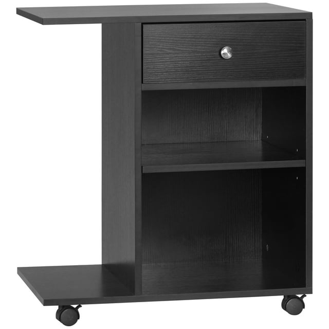 Vinsetto Support d'Imprimante pour Bureau, Chariot Roulant avec Roues, Étagère Réglable, Tiroir, Support CPU, Noir