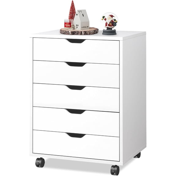 Sxpopstore Devaise 5 with Drawer Filing Cabinet Under Desk White